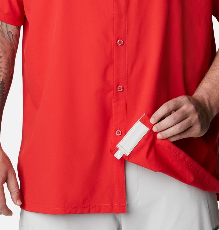 Men's Columbia PFG Slack Tide Camp Shirts Red | Plus Size CA-T65A3